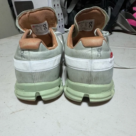 On Running Women's Sneakers in White, Green, and Tan design - Picture 3 of 6